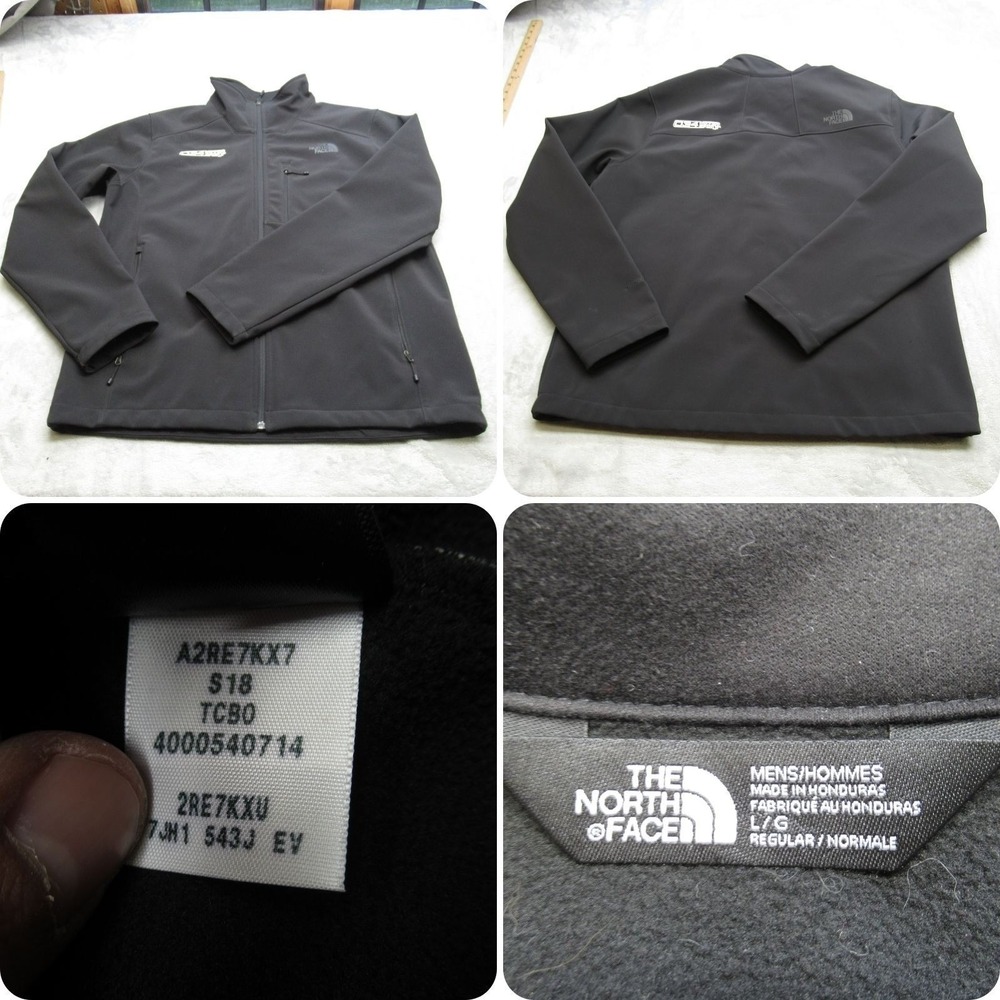 The North Face Jacket Men Large Black Softshell WindWall Full Zip Outdoor Logo
